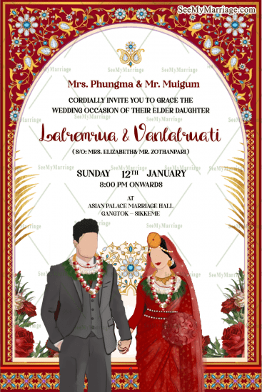 Modern Sikkimese Wedding Invitation Card Traditional Red – SeeMyMarriage