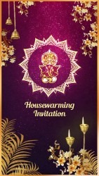 Purple Prosperity House Warming Invitation Ganesha Simple Traditions Floral