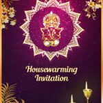 Purple Prosperity House Warming Invitation Ganesha Simple Traditions Floral