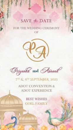 Save The Date Wedding Invitation Video Majestic Peacocks Ganesha