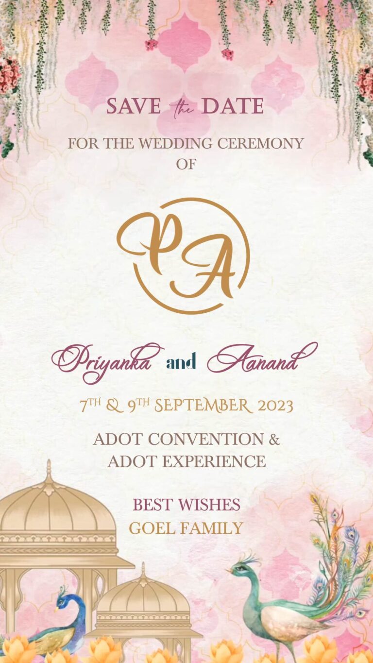 Save The Date Wedding Invitation Video Majestic Peacocks Ganesha