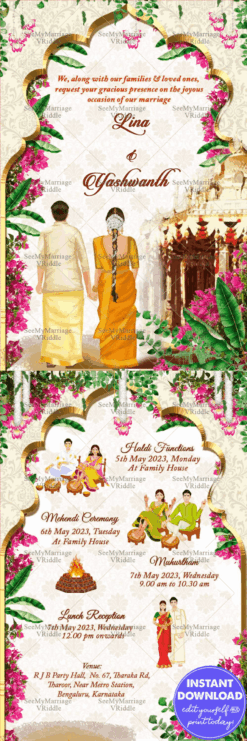 Traditional Pastel Pink Wedding Invitation Card Couple Holding hands