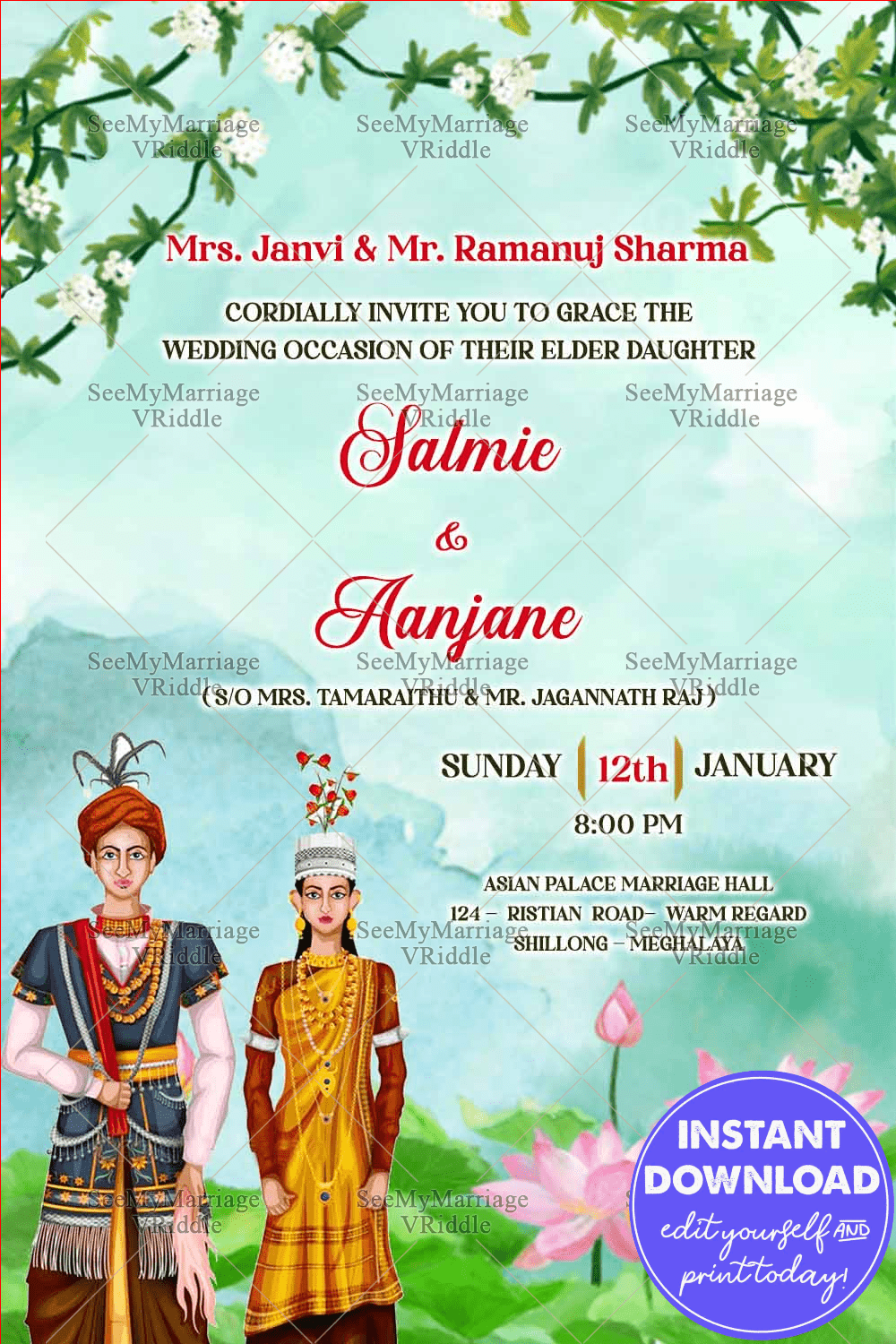 Authentic Meghalayan Wedding Invitation Card Traditional Culture