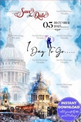 Blue Wedding Countdown Save The Date Invitation Card St Paul's Cathedral