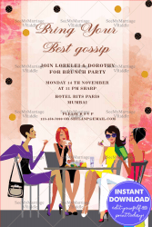 Girl Gang Brunch Party Invitation Card Retro Babes