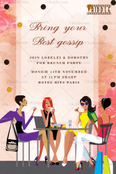 Girl Gang Brunch Party Invitation Card Retro Babes