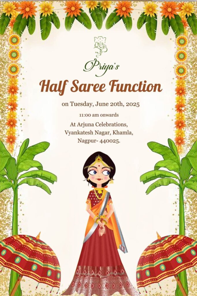 Hartwarming Halfsaree Invitation Video Cute cartoon girl