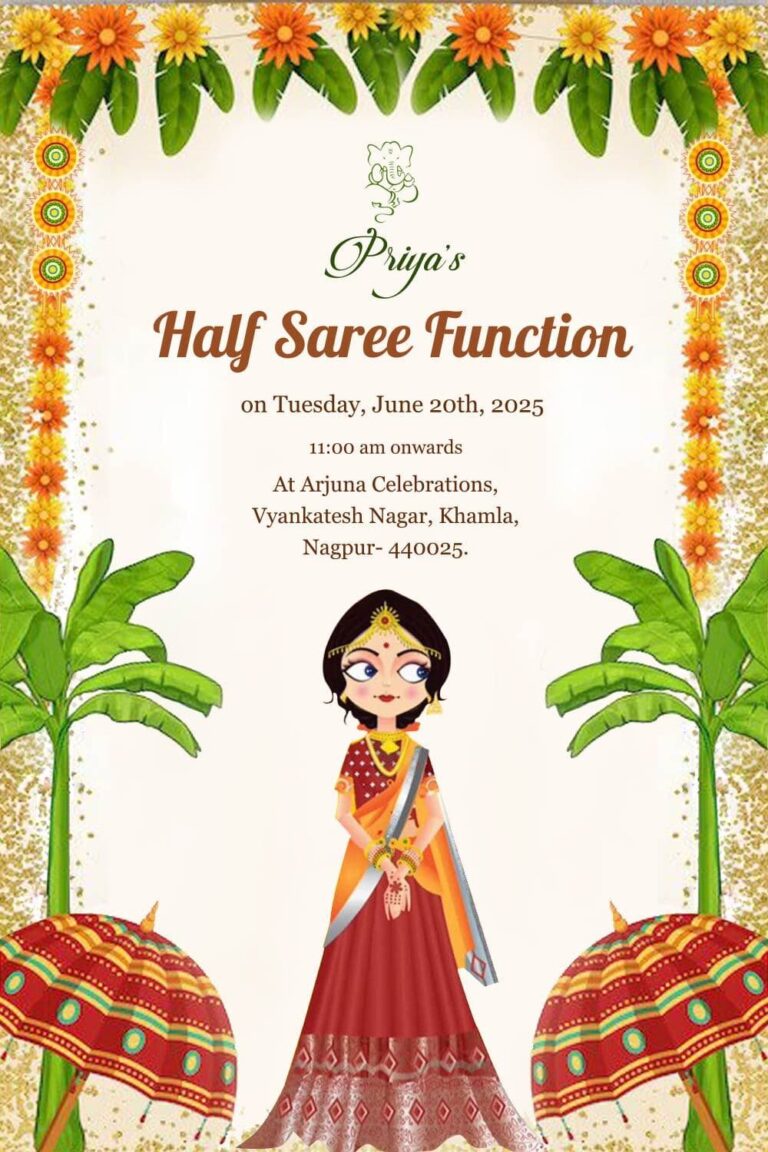 Hartwarming Halfsaree Invitation Video Cute cartoon girl