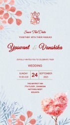 Hindu Save The Date Wedding Invitation Video Peach Floral