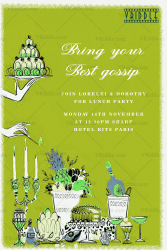 Lime Green Lunch Party Invitation Card Hospitable Hostess