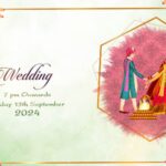 Pastel Green Wedding Invitation Video Couple Illustration Add Photo
