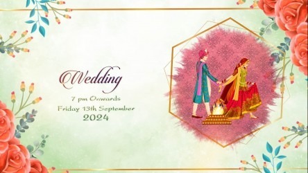 Pastel Green Wedding Invitation Video Couple Illustration Add Photo