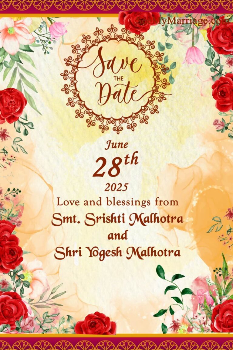 Rose Theme Wedding Invitation Video Traditional Celebrating Life