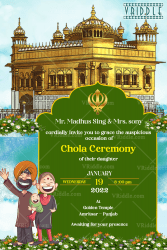 Sikh Punjabi Chola Ceremony Invitation card Lakeside Gurudwara
