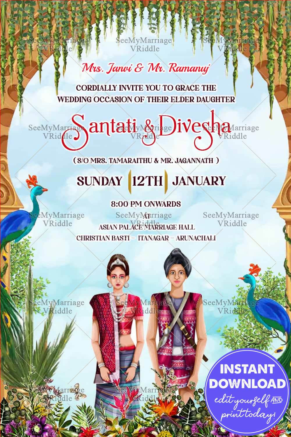 Traditional Arunanchal Wedding Invitation Card Natural Glory