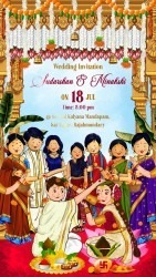Traditional Telugu Wedding Invitation Video Cute Cartoon Family Celebrations