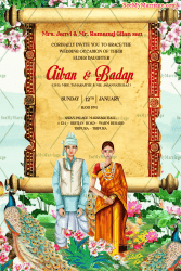 Traditional Tripura Wedding Invitation Card Scroll Theme