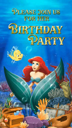 Ariel Theme 5th Birthday Invitation Video Underwater Little Mermaid Princess