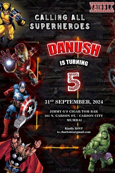 Avengers Assemble Birthday Invitation Card Super Hero Celebrations