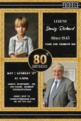 Black Gold 80th Birthday Invitation Legend Celebrations