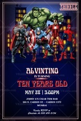 Blue Marvel Birthday Invitation Card Super Hero Theme