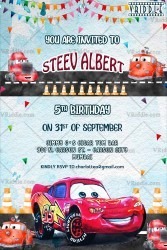Cars Friends Theme Birthday Invitation Card Lightening McQueen