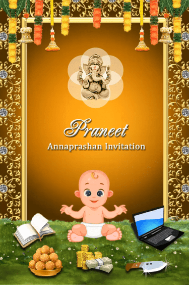 Crawling Baby Annaprashan Invitation Video Add Baby Photo