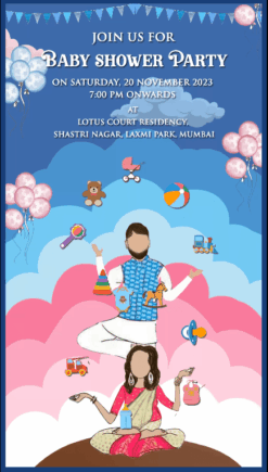 Modern Baby Shower Invitation Video Juggling Couple Yoga