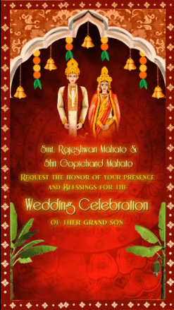 Traditional Red Odia Wedding Invitation Video Add Photo