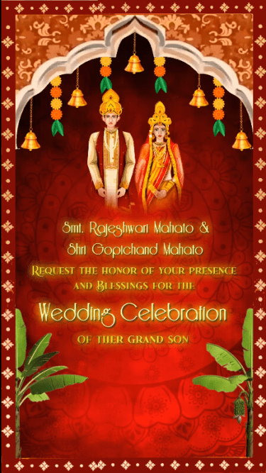 Traditional Red Odia Wedding Invitation Video Add Photo
