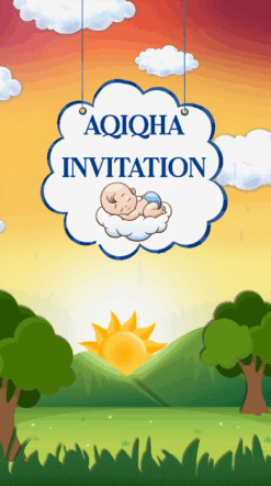 Book Theme Aqiqha Ceremony Invitation Add Photo Fun Nature