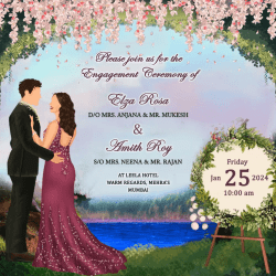 Christian Engagement Invitation Video Pink Floral Bower