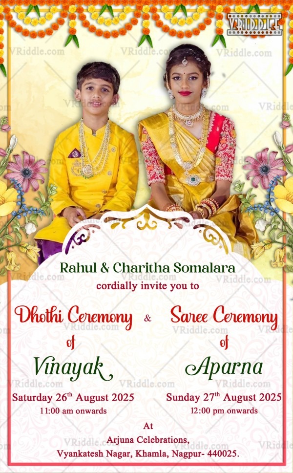 Create Dhoti Ceremony / Function, Pattu Panchala Function Invitation ...