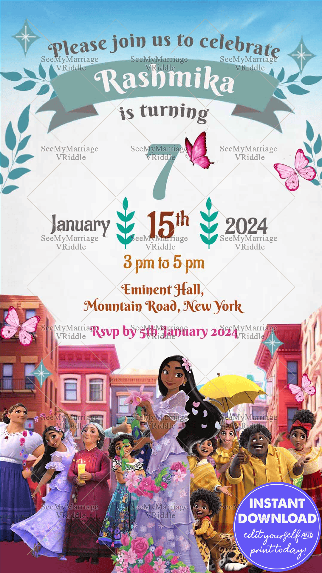 Encanto Theme 7th Birthday Invitation Special family