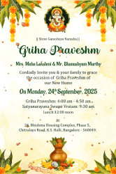 Ganesha Gruhapravesh Invitation Video Traditional Floral theme