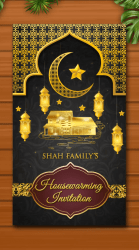 Modern Muslim Housewarming Invitation Video Golden Home Green Theme