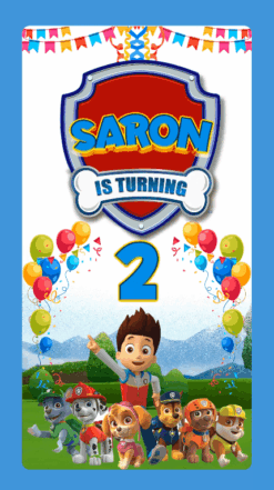 Paw Patrol 2nd Birthday Invitation Video Add Photo Alex Pups
