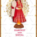 Sikh Wedding Invitation Card Multi leaf Punjabi Anand Karaj Couple Illustration