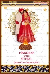 Sikh Wedding Invitation Card Multi leaf Punjabi Anand Karaj Couple Illustration (2)
