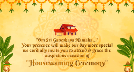 Traditional Housewarming Invitation Video Satyanarayana Pooja Auspicious Yellow