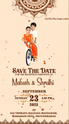 Wedding Invitation Cycling Couple Caricature Video South Indian Traditions