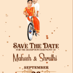 Wedding Invitation Cycling Couple Caricature Video South Indian Traditions