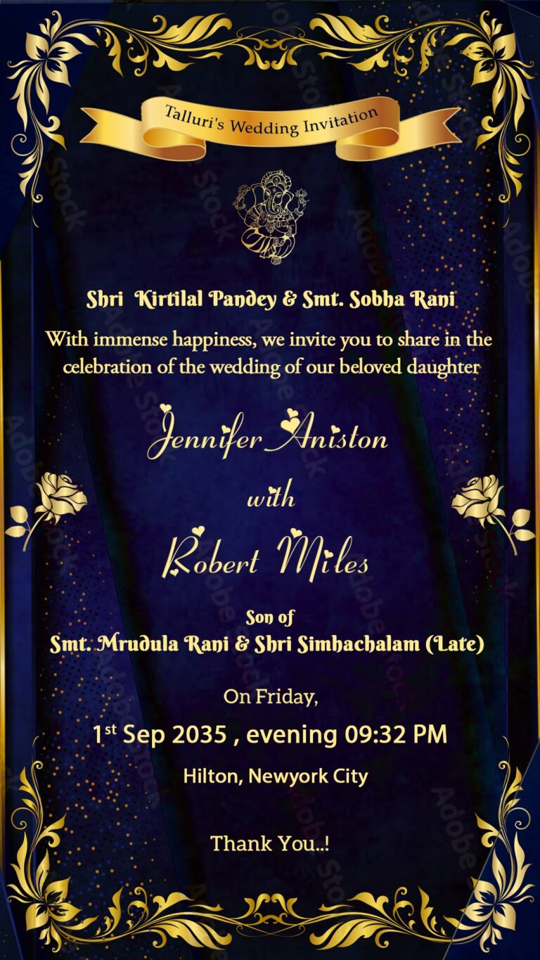 Instant Engagement Invite Video - Blue and Gold Theme