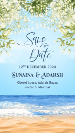 Tropical Paradise - Floral Destination Save the Date in Beach Theme