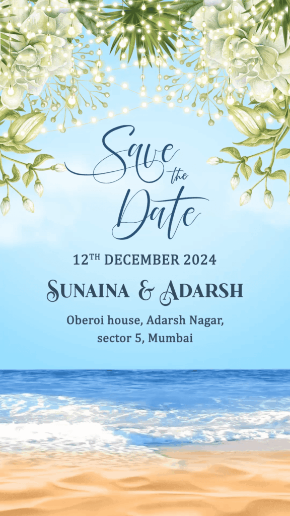 Tropical Paradise - Floral Destination Save the Date in Beach Theme