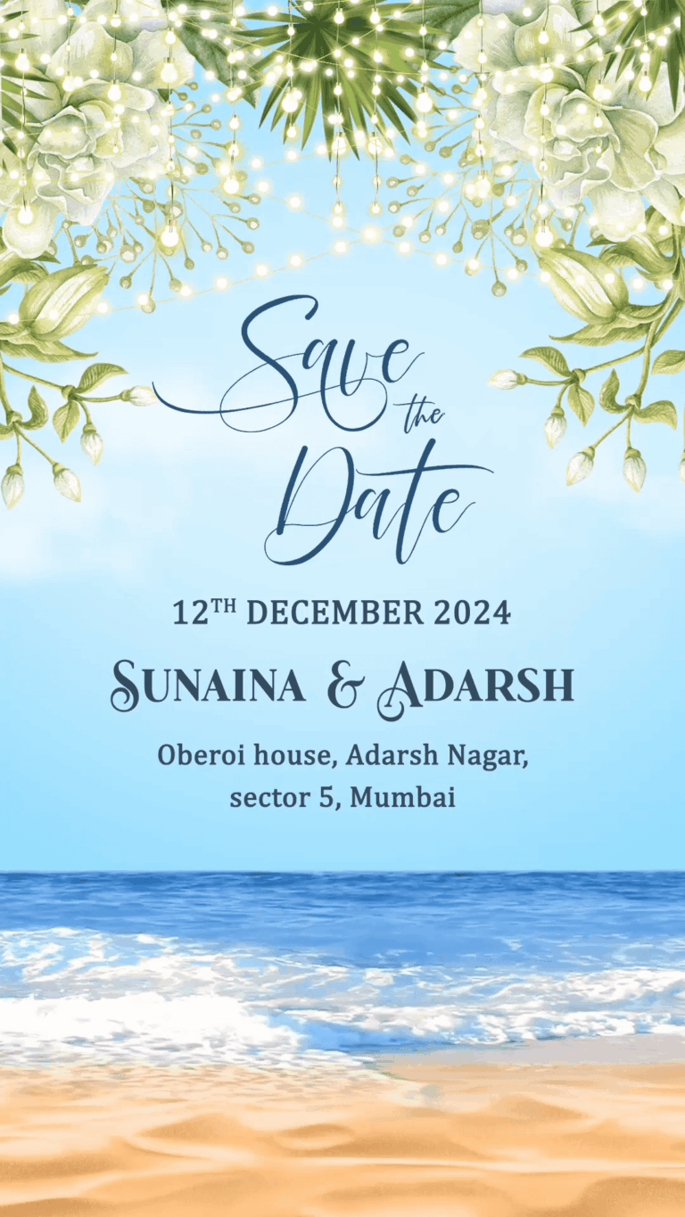 Tropical Paradise - Floral Destination Save the Date in Beach Theme