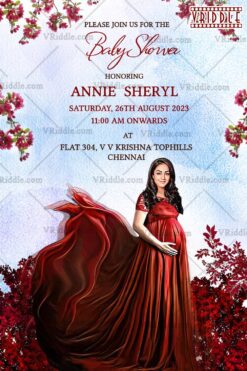 Modern Elegance Baby Shower Invitation with Mom to be caricature