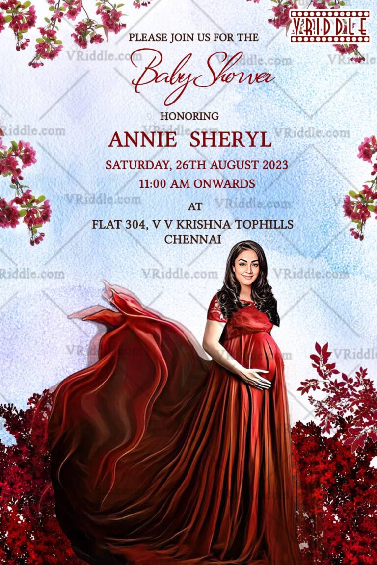 Modern Elegance Baby Shower Invitation with Mom to be caricature