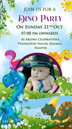 Dino theme Birthday Invitation with Add Photo