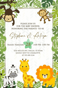 Jungle Theme Baby Shower Invitation